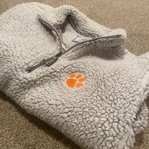 Clemson Tigers Women's Heathered Gray Sherpa Quarter-Zip Pullover Jacket